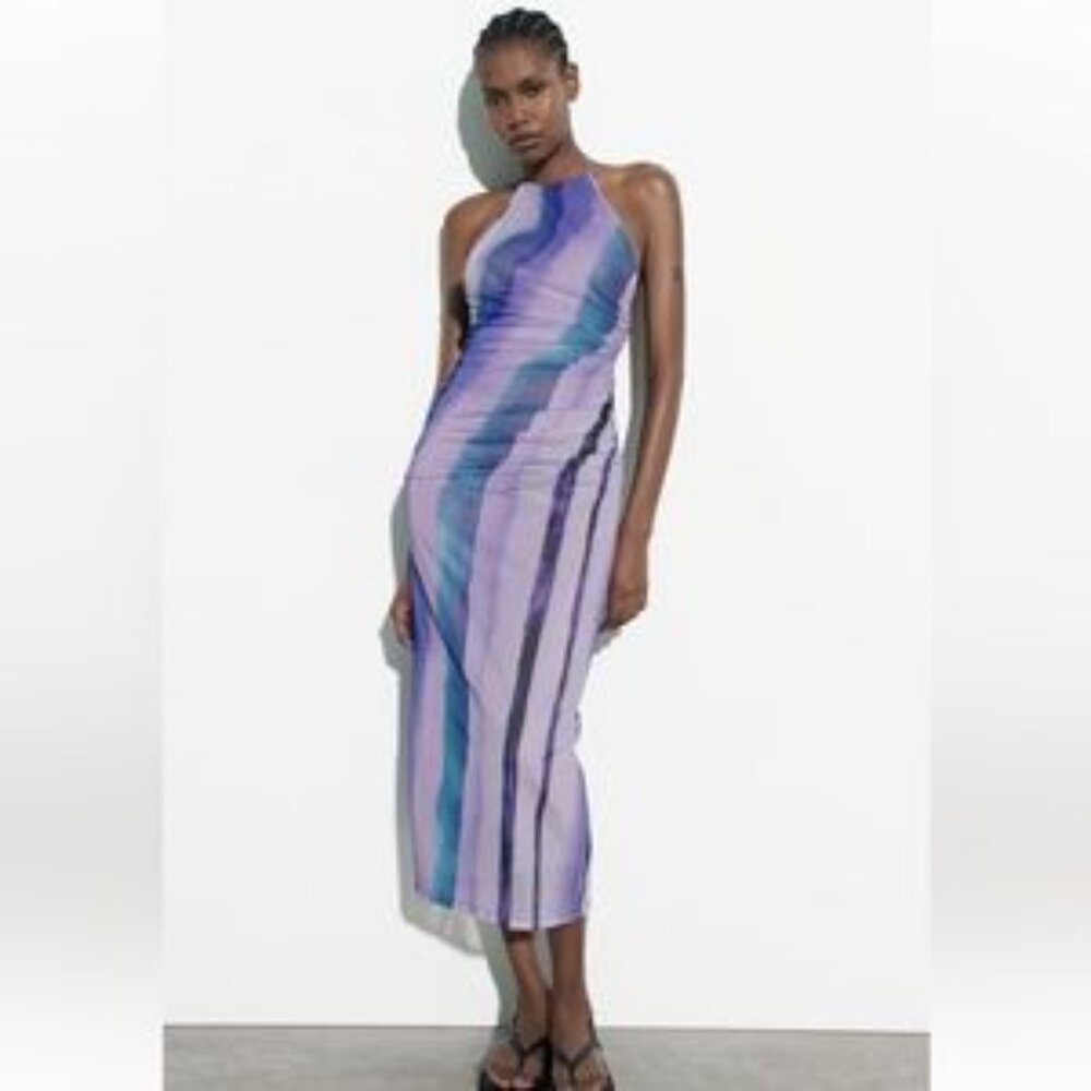 👗Zara Printed Tulle Dress, Purple NWT - XL